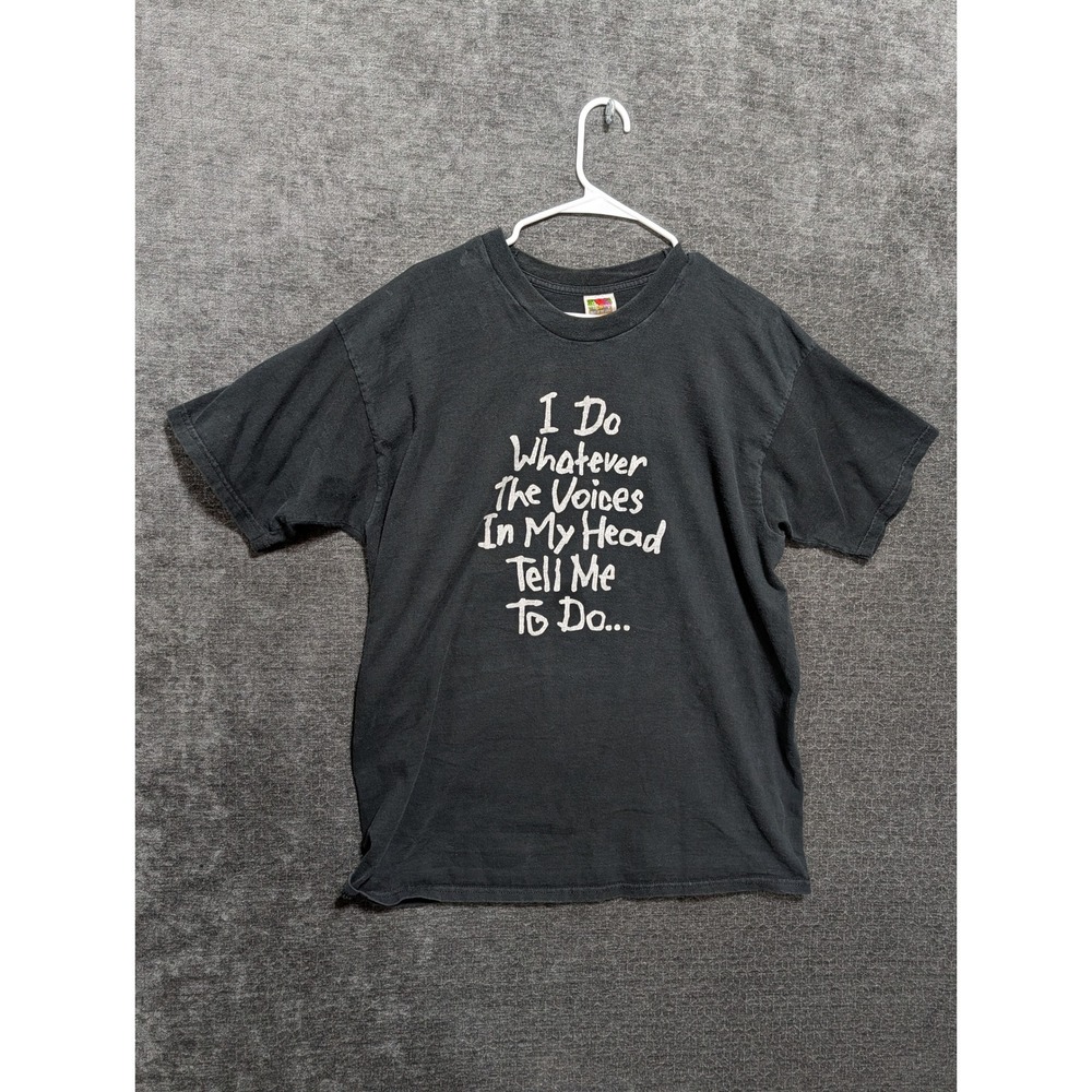 Fruit the Loom Voices In My Head Graphic T-Shirt Mens XL Black Funny Humor Tee